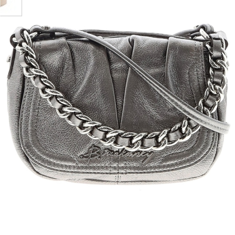 B.Makowsky Metallic Genuine Leather Crossbody Purse